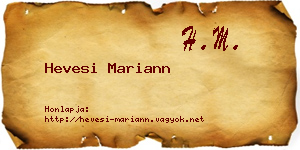 Hevesi Mariann névjegykártya
